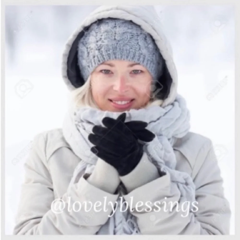 Warm Knit Stretch Gloves Winter Magic Gloves Black Pink 2 Pair Set Ladies Gloves